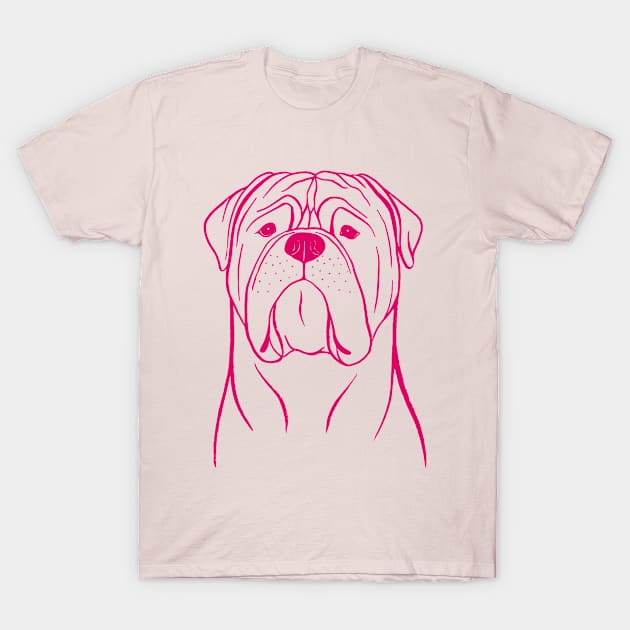 Bullmastiff (Pink and Berry) T-Shirt by illucalliart